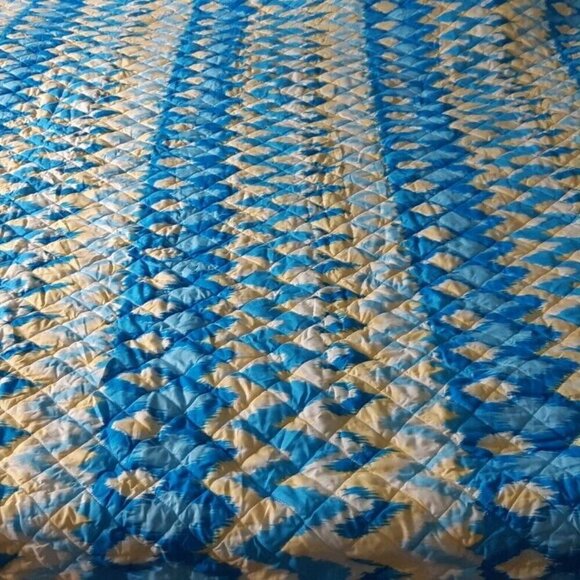 VTG color burst quilted blanket coverlet bedspread beachy silky feel Dbl Full - Picture 4 of 9